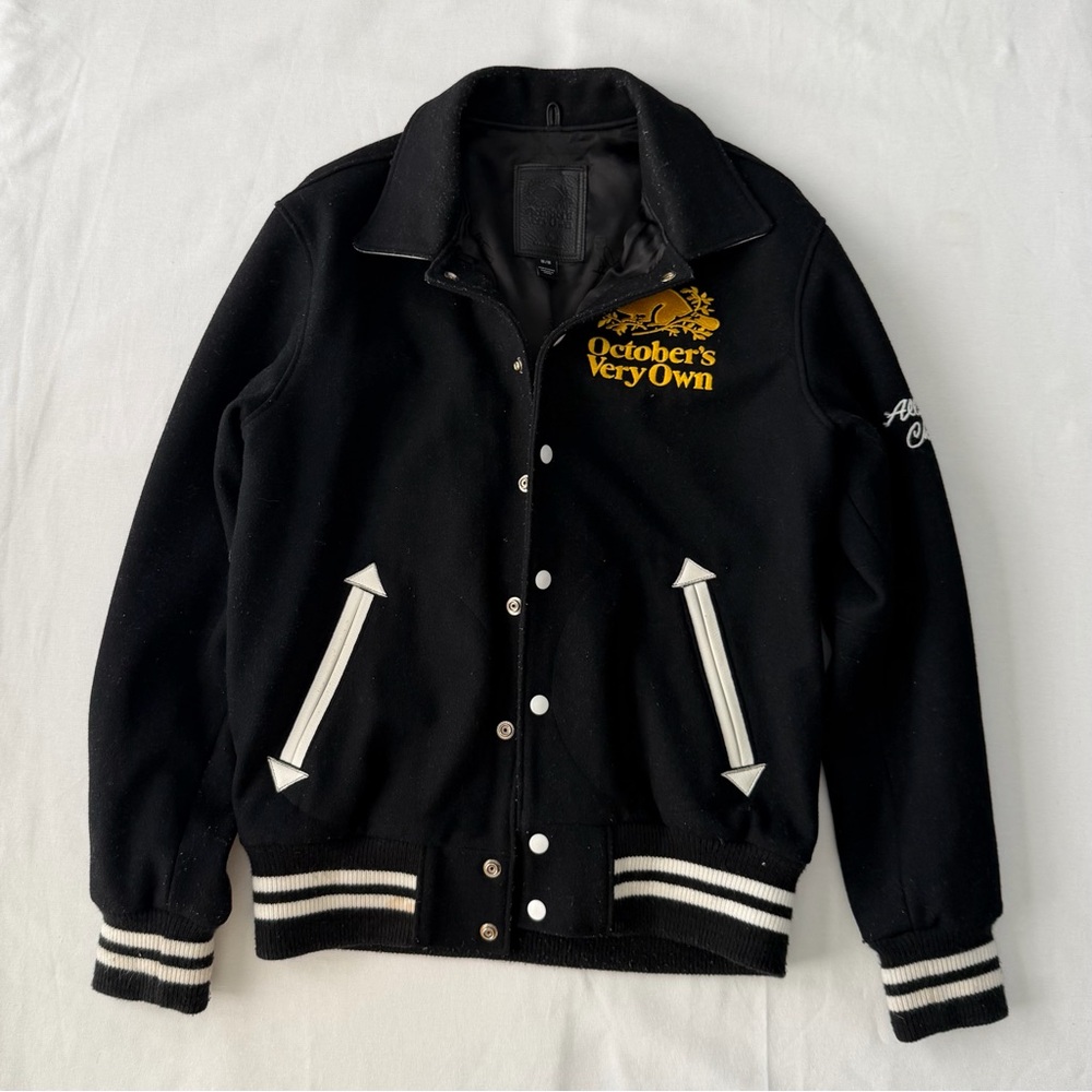 Roots Black Varsity Jacket with White Accents Men’s Size M